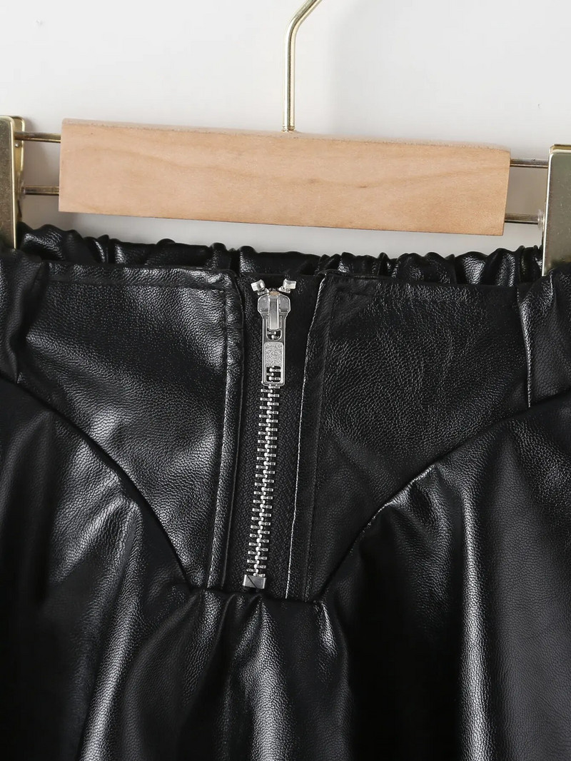 Κορεάτικο ύφος καλοκαιρινά ρούχα μαύρη δερμάτινη κοντή φούστα PU για παιδικά κορίτσια