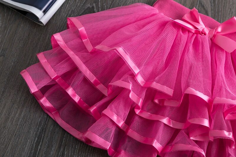 Beebitüdrukute seelik, tüllpitsist seelik, laste kihiline kohev balletiseelik lastele pidulik ühevärviline tantsuline miniseelik