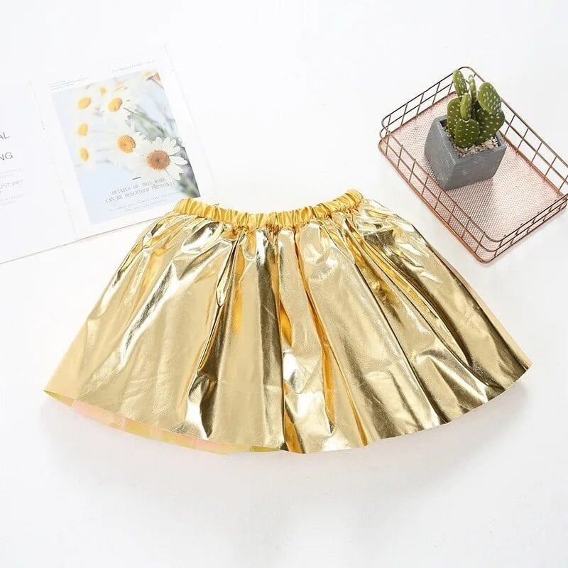 Fashion Baby Girl Shiny PU Δερμάτινη πλισέ φούστα Παιδική Παιδική Δερμάτινη Φούστα Μαύρο Ασημί Χρυσό Ροζ Βρεφικά Ρούχα πάρτι 3-7Y