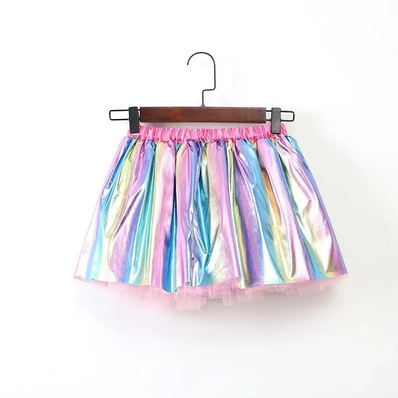 Fashion Baby Girl Shiny PU Δερμάτινη πλισέ φούστα Παιδική Παιδική Δερμάτινη Φούστα Μαύρο Ασημί Χρυσό Ροζ Βρεφικά Ρούχα πάρτι 3-7Y
