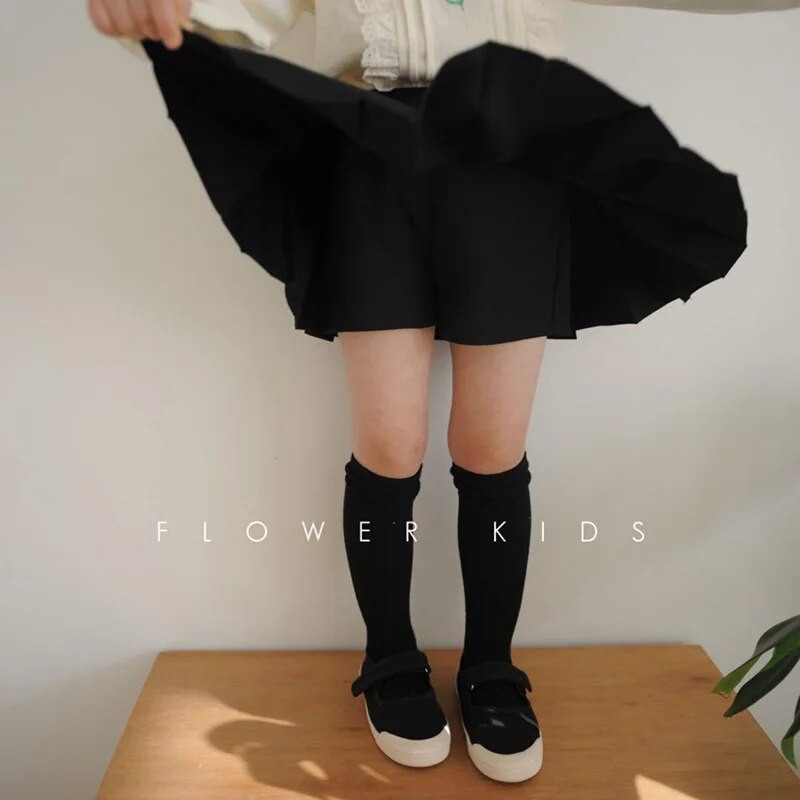 Tüdrukute suvekevadine plisseeritud seelik väikelaste seelik beebidele lastele seelik lasteriided mood preppy stiilis plisseeritud must 1-13 a