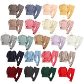 Kevad Sügis Sügis Talv Poisid Tüdrukud Lapsed Puuvillane riiete komplekt Ribist kangast särk + püksid Laste puhkeriided