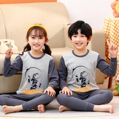 Berniukams pižamos rinkiniai Medvilniniai mergaičių pižamos kostiumai rudeniniai žieminiai ilgomis rankovėmis vaikiški rūbai miegui skirti vaikiški 4 6 8 10 12 14 m.