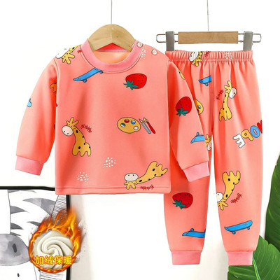 Nauji 2023 m. rudens žiemos vaikams storos šiltos pižamos kūdikiams berniukams mergaitėms animacinių filmų ilgomis rankovėmis pižamos mažų vaikų miegui skirtų drabužių rinkiniai