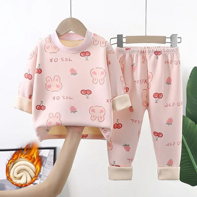 Nauji 2023 m. rudens žiemos vaikams storos šiltos pižamos kūdikiams berniukams mergaitėms animacinių filmų ilgomis rankovėmis pižamos mažų vaikų miegui skirtų drabužių rinkiniai