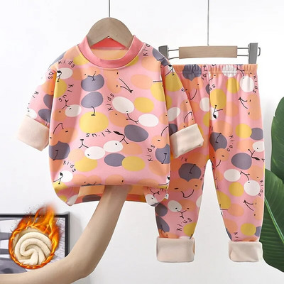 Nauji 2023 m. rudens žiemos vaikams storos šiltos pižamos kūdikiams berniukams mergaitėms animacinių filmų ilgomis rankovėmis pižamos mažų vaikų miegui skirtų drabužių rinkiniai