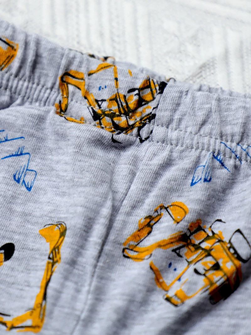 Novi dječji komplet kućne odjeće proljeće jesen Sivi komplet hlača dugih rukava Dječaci Djevojčice Pidžama bager Noćno rublje