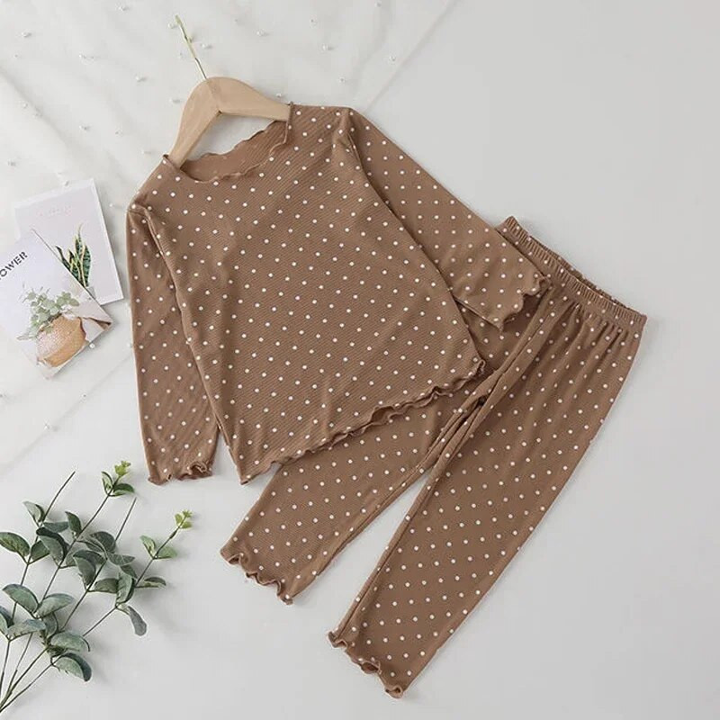 Επώνυμα νυχτικό πουά κοστούμι μωρό Ολόσωμο μπλουζάκι με στάμπα Άνοιξη Φθινόπωρο 2 τεμ.