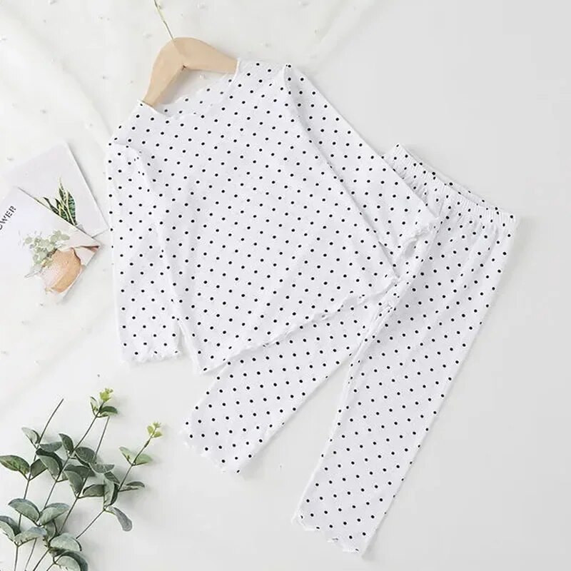 Επώνυμα νυχτικό πουά κοστούμι μωρό Ολόσωμο μπλουζάκι με στάμπα Άνοιξη Φθινόπωρο 2 τεμ.