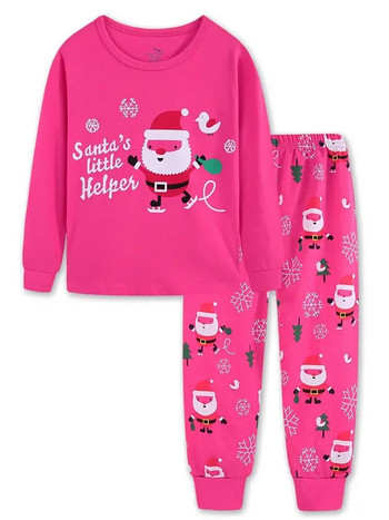 Коледен комплект пижама с дълъг ръкав за момичета за зимата
