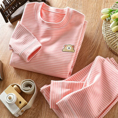 Laste pidžaamakomplektid Paksendatud soojad magamisriided lastele Triibulised beebipidžaamad poistele tüdrukutele termopesu Velvet beebi koduriided