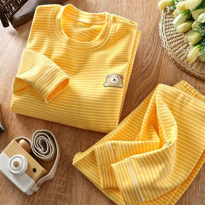 Laste pidžaamakomplektid Paksendatud soojad magamisriided lastele Triibulised beebipidžaamad poistele tüdrukutele termopesu Velvet beebi koduriided