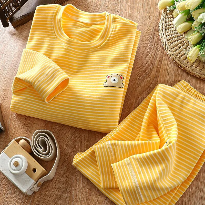 Laste pidžaamakomplektid Paksendatud soojad magamisriided lastele Triibulised beebipidžaamad poistele tüdrukutele termopesu Velvet beebi koduriided