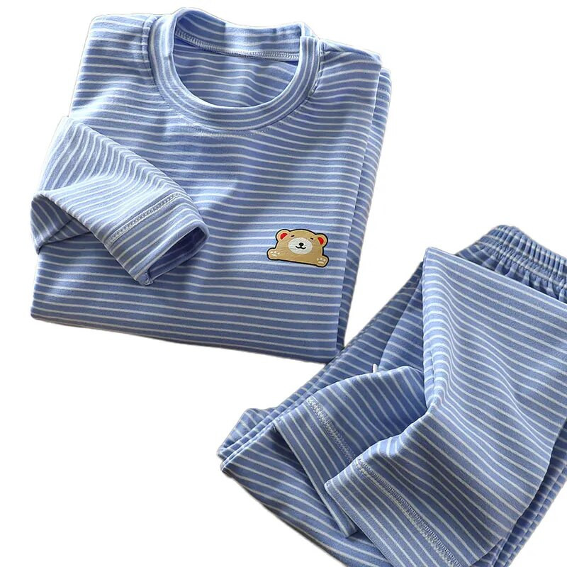 Laste pidžaamakomplektid Paksendatud soojad magamisriided lastele Triibulised beebipidžaamad poistele tüdrukutele termopesu Velvet beebi koduriided