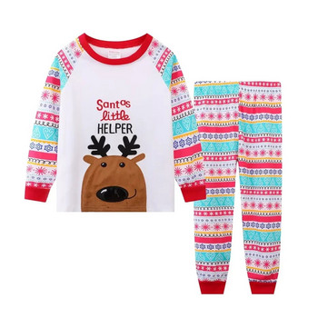 Παιδικές πιτζάμες Οικογενειακή χριστουγεννιάτικη στολή με στρογγυλή λαιμόκοψη μακρυμάνικο μπλουζάκι & παντελόνι Σετ για κορίτσια και αγόρια Παιδικά ρούχα