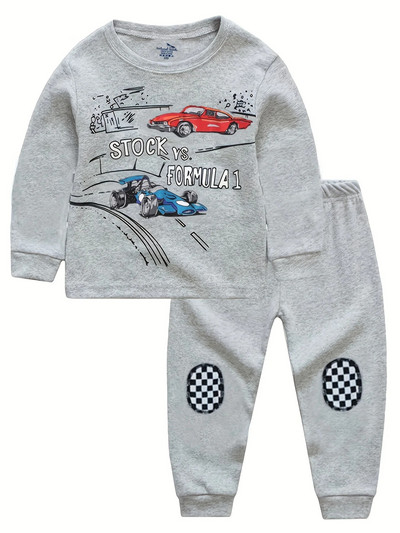 Vaikiška pižama Šeimos kalėdinė apranga su spaudiniu apvaliu kaklu ilgomis rankovėmis ir kelnių rinkinys Mergaitėms ir berniukams Vaikiški drabužiai