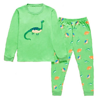 Dino Boys Sleepwear Suits 100% Cotton Μακριά Παιδικά Σετ Μοτοσικλέτες Μπλουζάκια Παντελόνια 2 τεμαχίων Σετ Παιδικές Πυτζάμες 2 3 4 5 6 7 Έτος