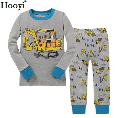 Dino Boys Sleepwear Suits 100% Cotton Μακριά Παιδικά Σετ Μοτοσικλέτες Μπλουζάκια Παντελόνια 2 τεμαχίων Σετ Παιδικές Πυτζάμες 2 3 4 5 6 7 Έτος