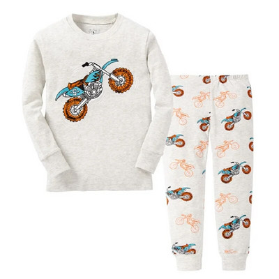Dino Boys Sleepwear Suits 100% Cotton Μακριά Παιδικά Σετ Μοτοσικλέτες Μπλουζάκια Παντελόνια 2 τεμαχίων Σετ Παιδικές Πυτζάμες 2 3 4 5 6 7 Έτος