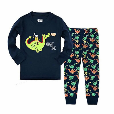 Dino Boys Sleepwear Suits 100% Cotton Μακριά Παιδικά Σετ Μοτοσικλέτες Μπλουζάκια Παντελόνια 2 τεμαχίων Σετ Παιδικές Πυτζάμες 2 3 4 5 6 7 Έτος
