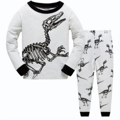 Dino Boys Sleepwear Suits 100% Cotton Μακριά Παιδικά Σετ Μοτοσικλέτες Μπλουζάκια Παντελόνια 2 τεμαχίων Σετ Παιδικές Πυτζάμες 2 3 4 5 6 7 Έτος