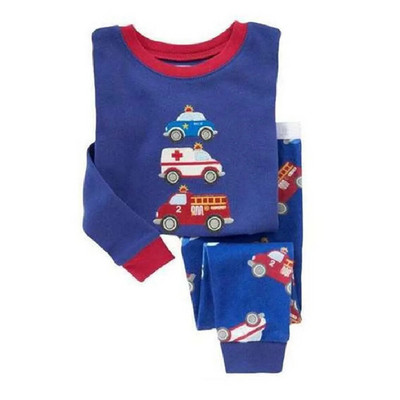 Dino Boys Sleepwear Suits 100% Cotton Μακριά Παιδικά Σετ Μοτοσικλέτες Μπλουζάκια Παντελόνια 2 τεμαχίων Σετ Παιδικές Πυτζάμες 2 3 4 5 6 7 Έτος