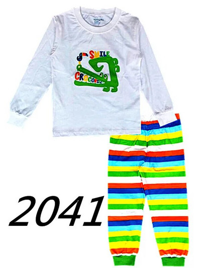 Dino Boys Sleepwear Suits 100% Cotton Μακριά Παιδικά Σετ Μοτοσικλέτες Μπλουζάκια Παντελόνια 2 τεμαχίων Σετ Παιδικές Πυτζάμες 2 3 4 5 6 7 Έτος