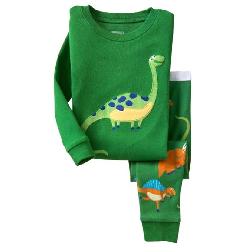 Dino Boys Sleepwear Suits 100% Cotton Μακριά Παιδικά Σετ Μοτοσικλέτες Μπλουζάκια Παντελόνια 2 τεμαχίων Σετ Παιδικές Πυτζάμες 2 3 4 5 6 7 Έτος