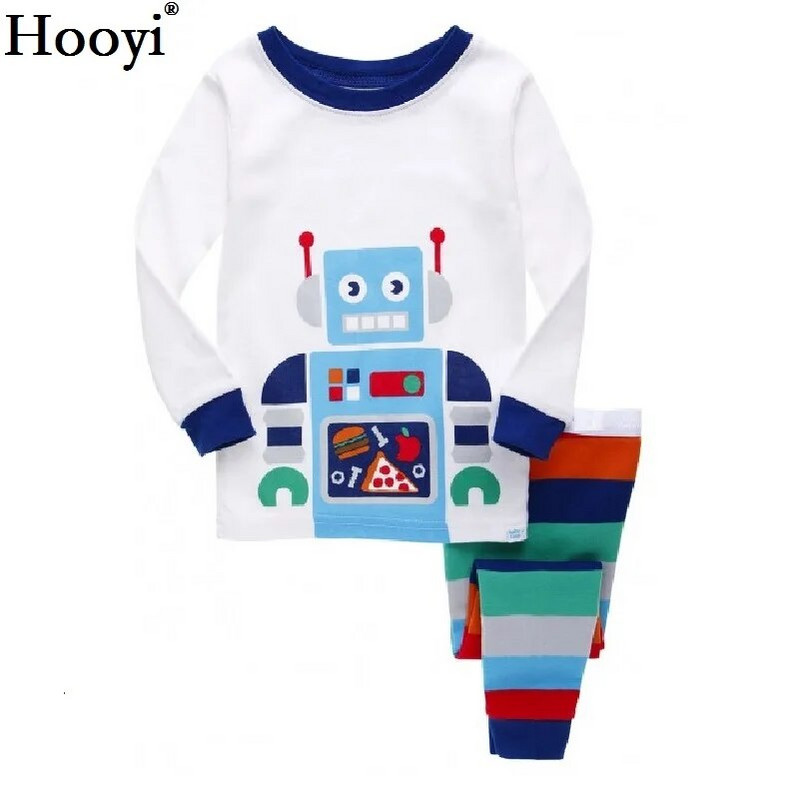 Dino Boys Sleepwear Suits 100% Cotton Μακριά Παιδικά Σετ Μοτοσικλέτες Μπλουζάκια Παντελόνια 2 τεμαχίων Σετ Παιδικές Πυτζάμες 2 3 4 5 6 7 Έτος