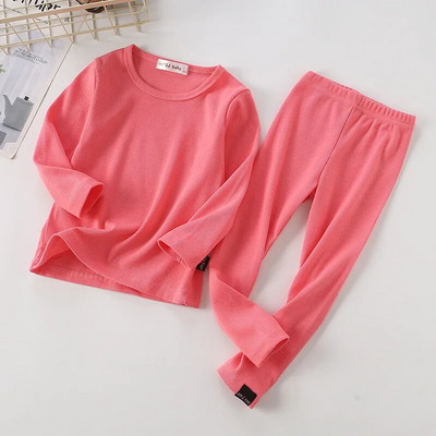 2023. aasta sügisene väikelaste laste soonikud kuduvad pidžaamad, täispuuvillane talvesalong poiss, tüdruk, vabaaja pidžaamad, laste soojad magamisriided