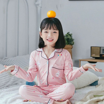 Παιδικά ρούχα Ανοιξιάτικα φθινοπωρινά Ολόσωμο Κουμπιά Παιδικές Πιτζάμες για Κορίτσια Teen Animal Pijamas Σετ για κορίτσια για παιδιά