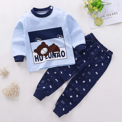 Seturi de pijamale de lenjerie de corp pentru copii, unisex, costum de pijama pentru bebelusi, pijama din bumbac, set de haine, toamna iarna, pijamale moale pentru fete