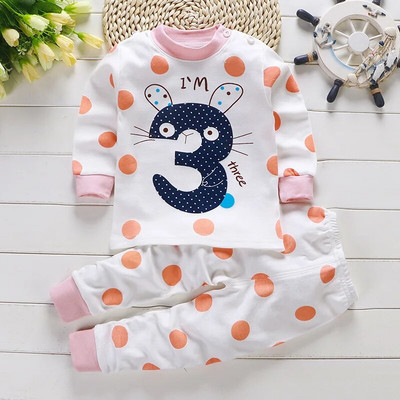 Seturi de pijamale de lenjerie de corp pentru copii, unisex, costum de pijama pentru bebelusi, pijama din bumbac, set de haine, toamna iarna, pijamale moale pentru fete