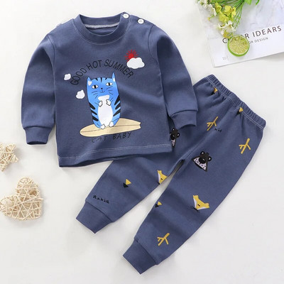 Seturi de pijamale de lenjerie de corp pentru copii, unisex, costum de pijama pentru bebelusi, pijama din bumbac, set de haine, toamna iarna, pijamale moale pentru fete