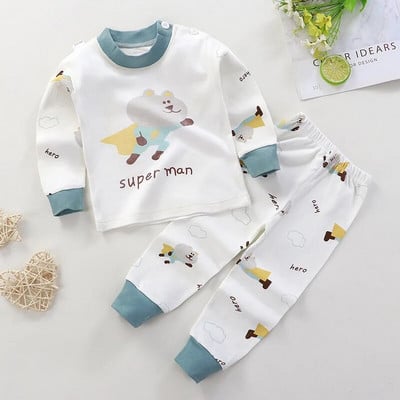 Seturi de pijamale de lenjerie de corp pentru copii, unisex, costum de pijama pentru bebelusi, pijama din bumbac, set de haine, toamna iarna, pijamale moale pentru fete