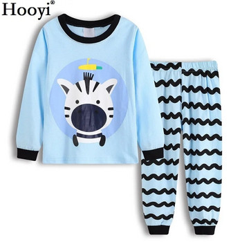 Hooyi Blue Shark Пижами за момчета Дрехи Костюми Есен Пролет 2 3 4 5 6 7 Години Детски пижами Спален костюм Памучни пижами за момичета