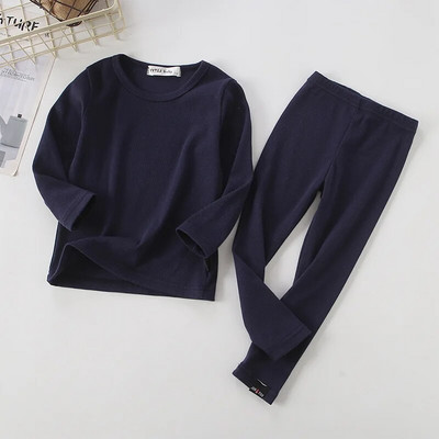 Vaikiškas briaunotas prigludęs pižamos rinkinys berniukams, mergaičių PJS Viršutiniai ir kelnaitės Unisex drabužiai Vaikų drabužiai Drabužiai miegui Naktiniai drabužiai