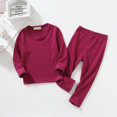 Vaikiškas briaunotas prigludęs pižamos rinkinys berniukams, mergaičių PJS Viršutiniai ir kelnaitės Unisex drabužiai Vaikų drabužiai Drabužiai miegui Naktiniai drabužiai