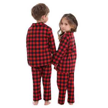 Σετ 2 τεμαχίων βαμβακερές πιτζάμες Παιδικά αγόρια κορίτσια καρό μοτίβο Χριστουγεννιάτικα σαλονάκια Παιδικά βαμβακερά σετ πιτζάμες καρό