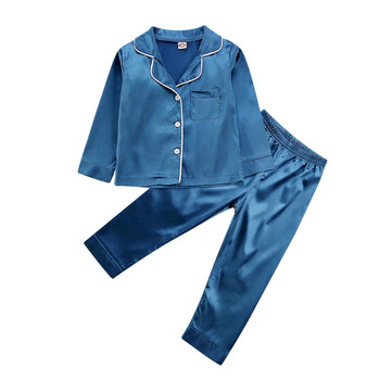 Μόδα Baby Kid Girls Σετ χειμωνιάτικων πιτζάμες φθινοπώρου με μασίφ μακρυμάνικο μπλουζάκια+μακρύ παντελόνι 2τμχ Σετ ρούχων