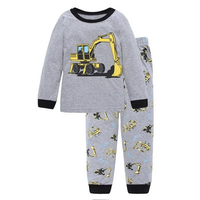 Excavator Copii Seturi de pijamale Copii Lenjerie de dormit Costum Tricouri cu mâneci Pantaloni Haine băieți Pijama pentru sugari Moda Topuri Pantaloni