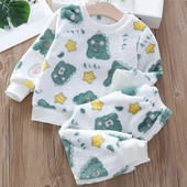 Seturi de iarnă pentru bebeluș fetiță băiat Jachetă cu glugă de pluș 2 buc ținute casual pentru copii Costume pentru copii Trening din catifea arctică Îmbrăcăminte pentru copii mici