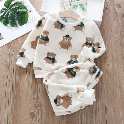 Seturi de iarnă pentru bebeluș fetiță băiat Jachetă cu glugă de pluș 2 buc ținute casual pentru copii Costume pentru copii Trening din catifea arctică Îmbrăcăminte pentru copii mici
