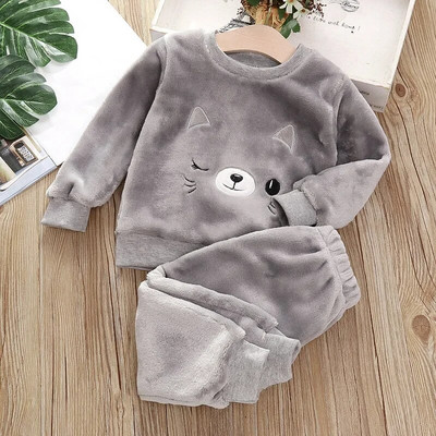 Seturi de iarnă pentru bebeluș fetiță băiat Jachetă cu glugă de pluș 2 buc ținute casual pentru copii Costume pentru copii Trening din catifea arctică Îmbrăcăminte pentru copii mici