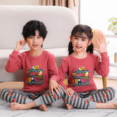 2 4 6 8 10 ani Seturi de pijama pentru copii Pijamale de toamnă pentru copii Lenjerie de noapte băieți din bumbac Pijamale pentru bebeluși cu mâneci lungi Seturi pentru fete