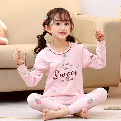 2 4 6 8 10 ani Seturi de pijama pentru copii Pijamale de toamnă pentru copii Lenjerie de noapte băieți din bumbac Pijamale pentru bebeluși cu mâneci lungi Seturi pentru fete