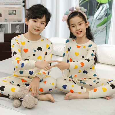 2 4 6 8 10 ani Seturi de pijama pentru copii Pijamale de toamnă pentru copii Lenjerie de noapte băieți din bumbac Pijamale pentru bebeluși cu mâneci lungi Seturi pentru fete