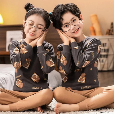2 4 6 8 10 ani Seturi de pijama pentru copii Pijamale de toamnă pentru copii Lenjerie de noapte băieți din bumbac Pijamale pentru bebeluși cu mâneci lungi Seturi pentru fete