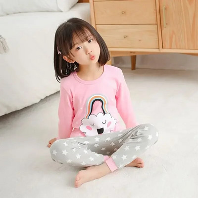2 4 6 8 10 ani Seturi de pijama pentru copii Pijamale de toamnă pentru copii Lenjerie de noapte băieți din bumbac Pijamale pentru bebeluși cu mâneci lungi Seturi pentru fete
