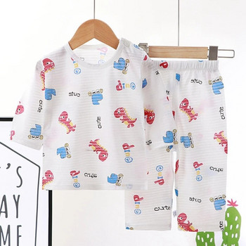 Σετ καλοκαιρινές βαμβακερές πιτζάμες για παιδιά Βρεφικές πιτζάμες για αγόρια και κορίτσια με μακρυμάνικο αναπνεύσιμο γάτα κουνέλι για ζώα